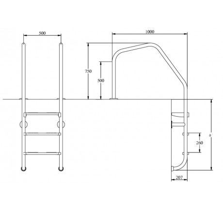 Лестница 5 ступени Flexinox SPECIAL OVERFLOW AISI-316
