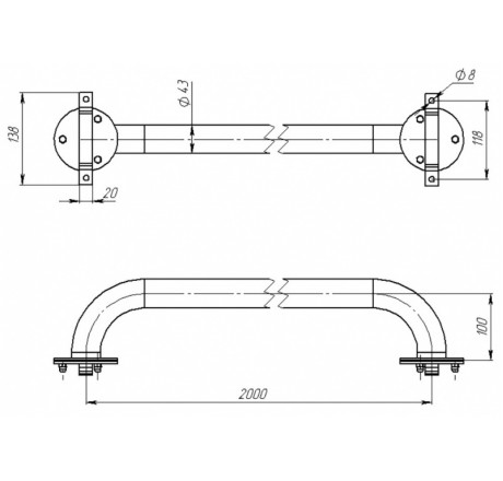 Поручень вдоль борта детский 2 м, плитка (AISI 316L)