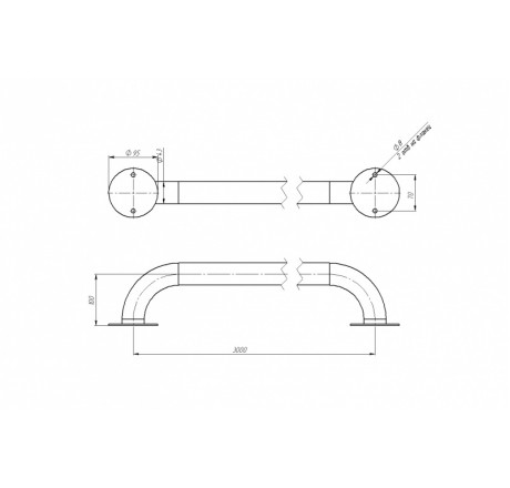 Поручень вдоль борта 3 м, плитка