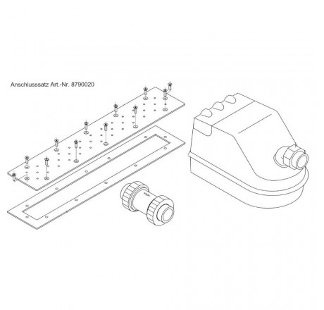 Насосный комплект аэромассажа FitStar (500мм, нерж.сталь) для закладной части с 1 вых., 0,5 кВт (пленка)
