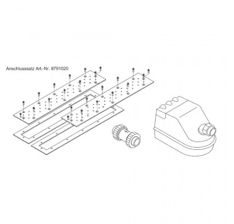 Насосный комплект аэромассажа FitStar (500мм, нерж.сталь) для закладной части с 2 вых., 0,9 кВт (пленка)
