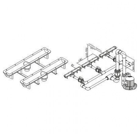 Закладная часть аэромассажа FitStar air-bubble, короткая (482 мм), 2 выхода для соленой воды (пленка)