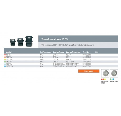 Трансформатор Behncke 350 Вт, 0,68 А, 12,7-14,7 В
