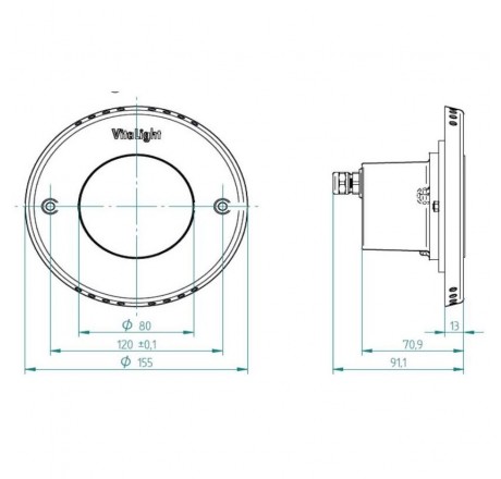 Прожектор 16/4 Power LED 3.0, 43 Вт, 24В DC, круг 155 мм, V4A, RGBW, 5 м кабель 2x1,5 мм2, BZ для соленой воды (сборный)