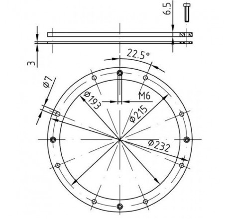 Фланец из нерж.стали для закладной детали к прожекторам VitaLight (Hugo Lahme) 270 мм (пленка)