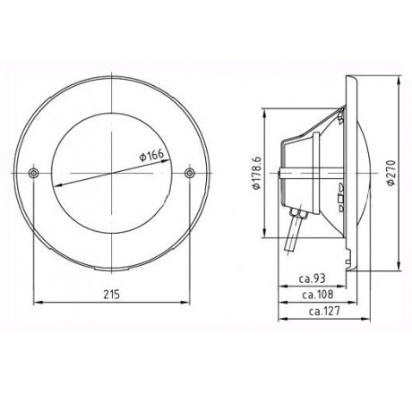 Прожектор PAR56 300 Вт, 12В AC, круг 270 мм, V4A, 2,5 м кабель 2x6 мм2, BZ для соленой воды (пленка)