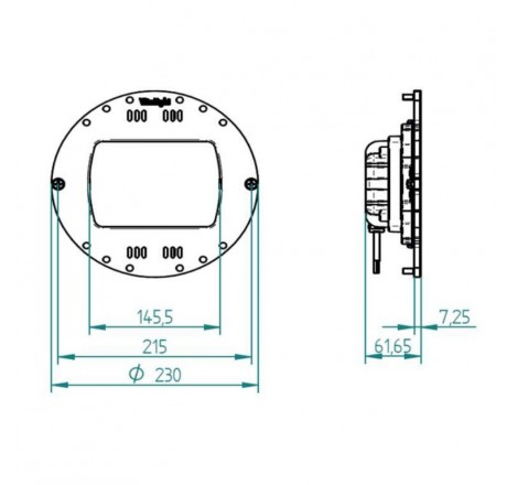 Прожектор 28/4 Power LED 3.0, 80 Вт, 24В DC, круг 230 мм, V4A, RGBW, 5 м каб. 2x1,5 мм2, BZ для соленой воды (плитка)