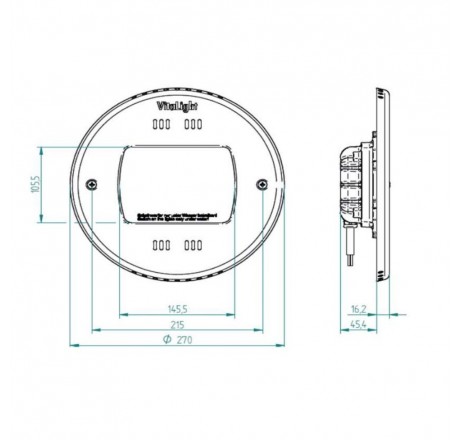 Прожектор 28/4 Power LED 3.0, 80 Вт, 24В DC, круг 270 мм, V4A, монох. 3000K, 5 м каб. 2x1,5 мм2, BZ для соленой воды (пленка)