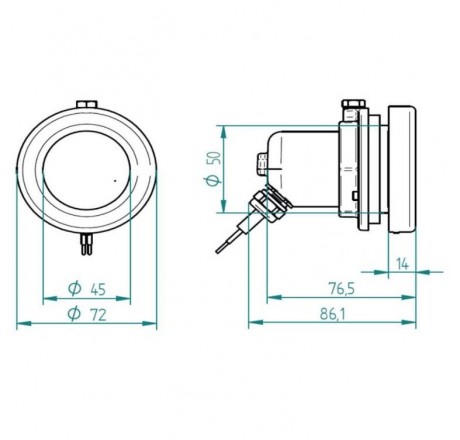 Прожектор 4/4 Power LED 3.0, 11 Вт, 24 В DC, круг 72 мм, V4A, RGBW, 5 м кабель 2x0,75 мм2, BZ для соленой воды (пленка)