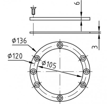 Фланец для закладной детали из бронзы к прожекторам VitaLight (Hugo Lahme) 150 мм (пленка)