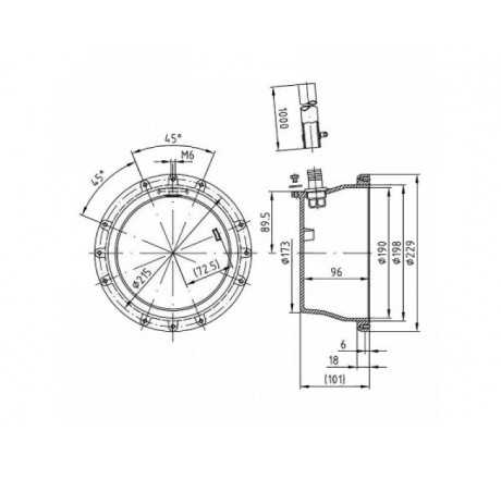 Закладная деталь прожектора 270 мм, со шлангом для кабеля, BZ для соленой воды (пленка)