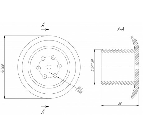 Барботажная форсунка АС 3/4", плитка, (AISI 316L)