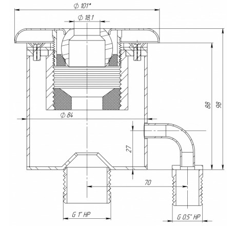 Гидромассажная форсунка Мини, АС (AISI 316L)