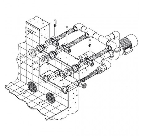 Гидромассаж Combi-Whirl, 2 всасывающие, 3 подающие форсунки (основной комплект), насос 4,0 кВт для соленой воды
