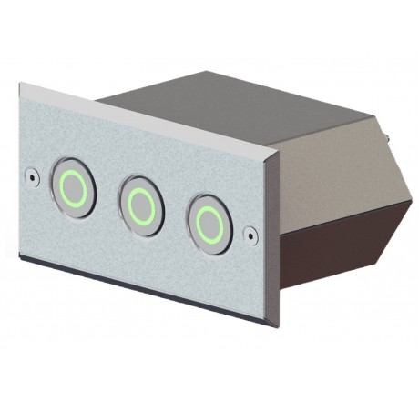 Закладная деталь для трех сенсорных пьезокнопок с квадратной лицевой панелью AISI 316, Xenozone