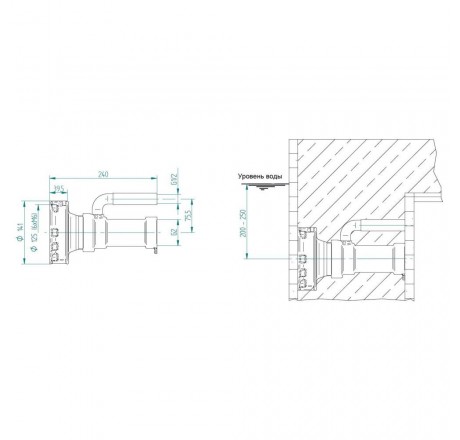 Закладная деталь противотока FitStar X-Stream, 240 мм для соленой воды (пленка)