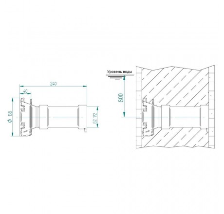 Закладная деталь противотока FitStar X-Stream, 240 мм для соленой воды (пленка)