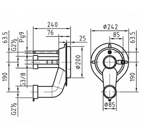Закладной комплект противотока Fitstar Taifun 240мм, для соленой воды (пленка)