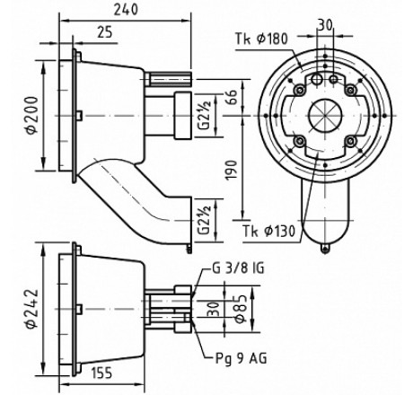 Закладной комплект противотока Fitstar Taifun-Duo, 240мм (пленка)