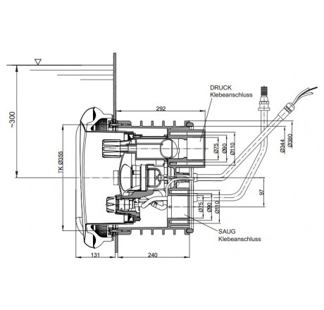 Противоток встраиваемый Badu Jet Primavera 85м3/ч, 4,55 кВт, 380В, с белым прож. LED