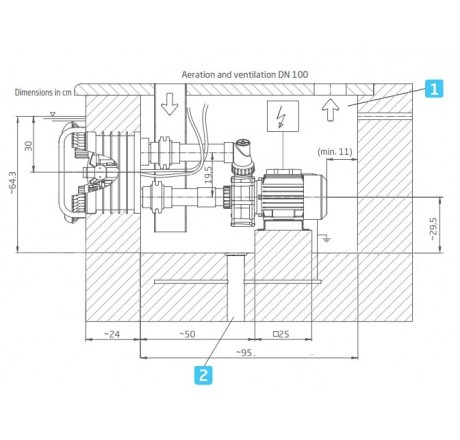 Противоток встраиваемый Badu Jet Primavera Deluxe 75м3/ч, 3,74 кВт, 380В, LED RGB