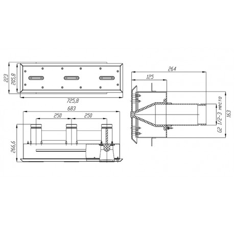 Лицевая панель противотока Xenozone 150 м3/ч c тремя соплами AISI 316, пленка