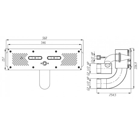 Лицевая панель противотока узкая, Xenozone 75 м3/ч c пьезокнопкой, пленка