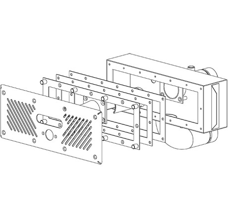 Лицевая панель противотока узкая, Xenozone 50 м3/ч c пьезокнопкой AISI 316, пленка