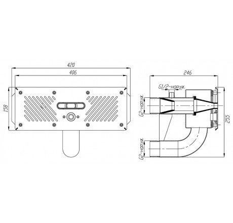 Лицевая панель противотока узкая, Xenozone 50 м3/ч c пьезокнопкой AISI 316, пленка