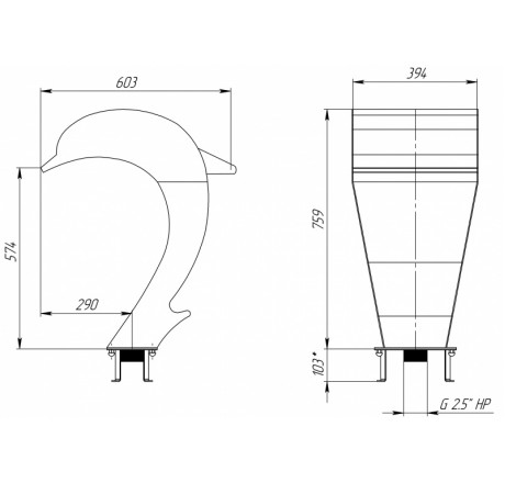 Водопад Дельфин Бэби, АС (AISI 316L)