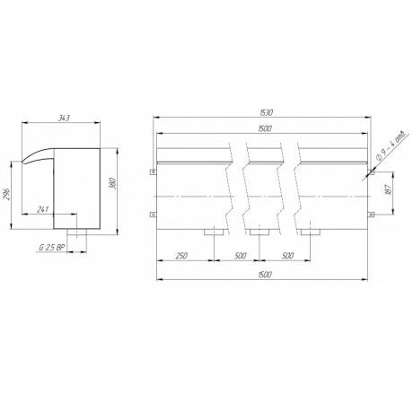 Водопад стеновой 1500, АС (AISI 316L)