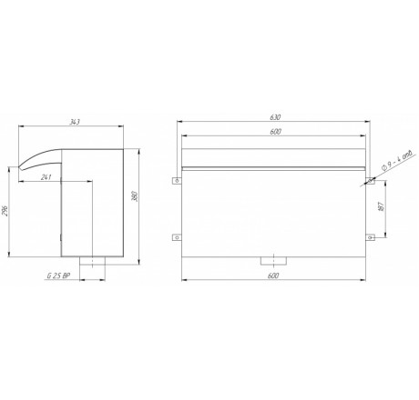 Водопад стеновой 600, АС (AISI 316L)
