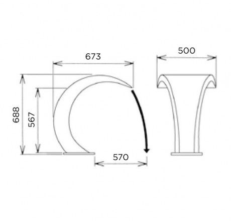 Водопад Flexinox Water curtains Bali (500 мм, полированный, с закладной)