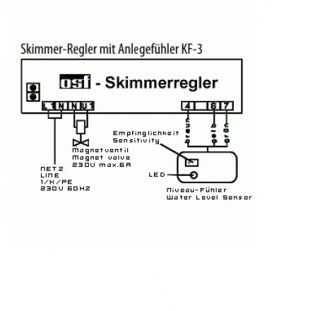 Блок управления уровнем воды Skimmer-Regler (KF-3) с емкостным датч. KF-3, без электромагн. клапана 230В, кабель 2,5 м