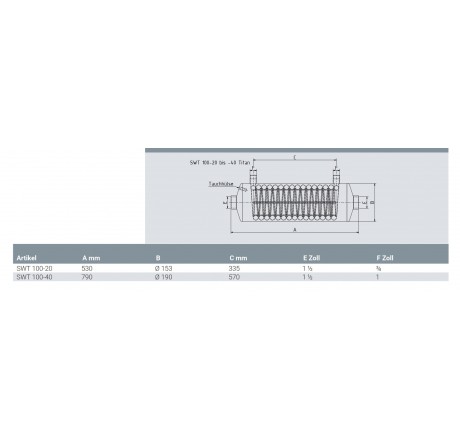 Теплообменник титановый SWT 100-40 Titan, 40 кВт (1½"-1") (низкотемпературный), морская вода