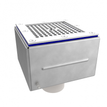 Донный слив 2" 150х150 с нижн. подключением, пленка (AISI 316), АС