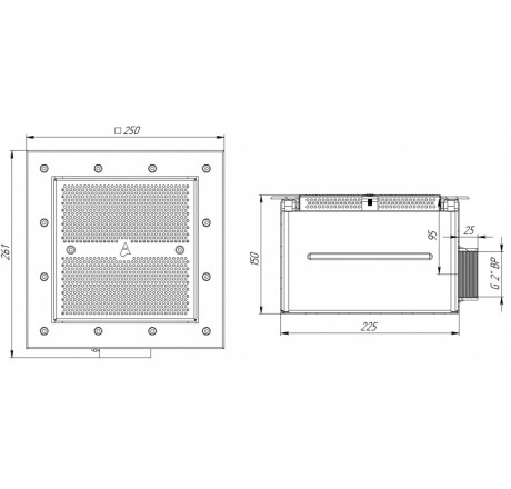Донный слив 2" ВР, 250х250, АС