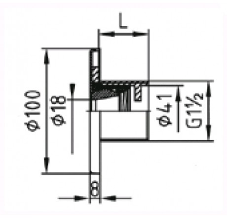 Форсунка подающая стеновая AllFit, 70 мм, 1 1/2" НР с г/м отверстием 18 мм (плитка)
