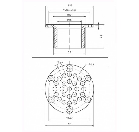 Выпуск переливного лотка d 92,5 мм, длина 40 мм, 2"НР, Hugo Lahme(плитка)