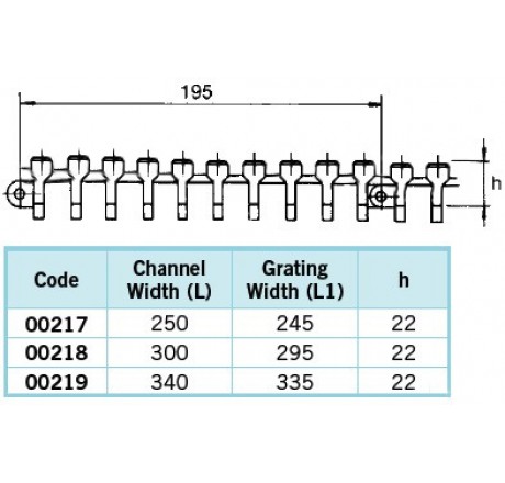 Элемент поперечной решетки 22x295 мм