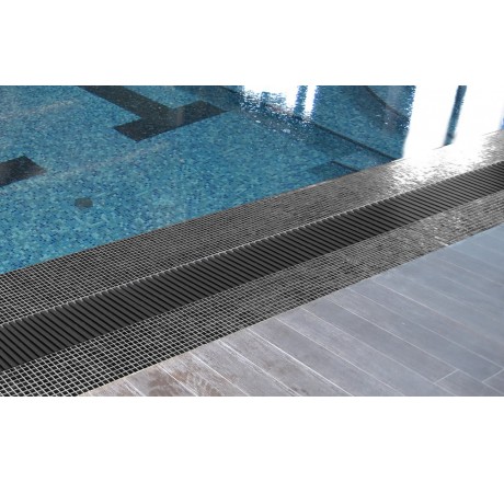 Переливная решетка Rewo (брашированное дерево), 130-245 х 14 х 34 мм, эбеновое дерево