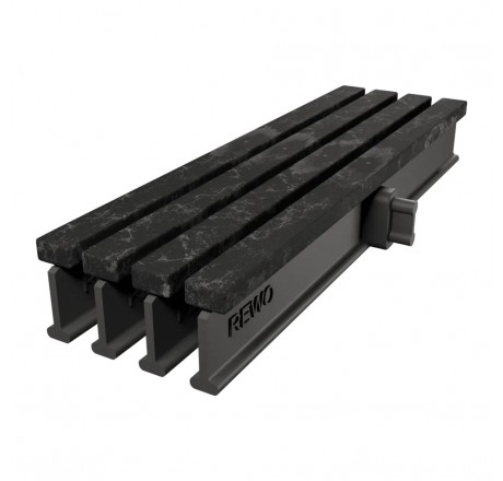Переливная решетка Rewo (имитация камня), 130-245 х 14 х 34 мм, серый базальт