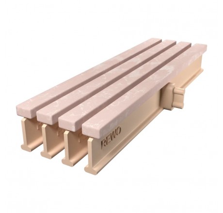 Переливная решетка Rewo (имитация камня), 130-245 х 14 х 34 мм, светлый мрамор