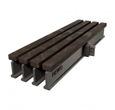 Переливная решетка Rewo (имитация камня), 130-245 х 14 х 34 мм, темный янтарь