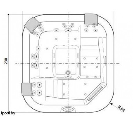 Jacuzzi СПА бассейн White 230x215x90см Santorini Pro(без обшивки,с нагреват. 3кВт)