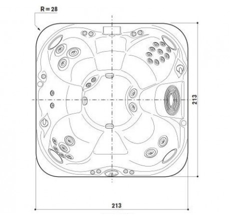 Jacuzzi СПА бассейн Platinum 213x213x91см J-345NEW(обрамлен. Roasted Chesnut)